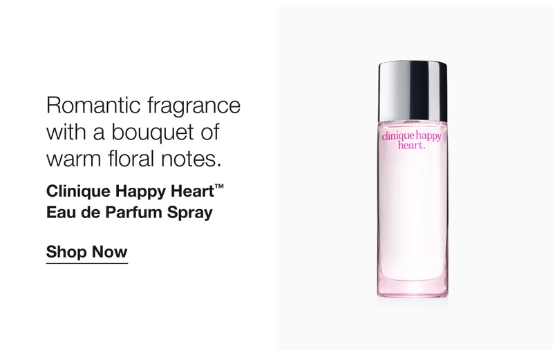 Romantic fragrance with a bouquet of warm floral notes. Clinique Happy Heart™ Eau de Parfum Spray Shop Now