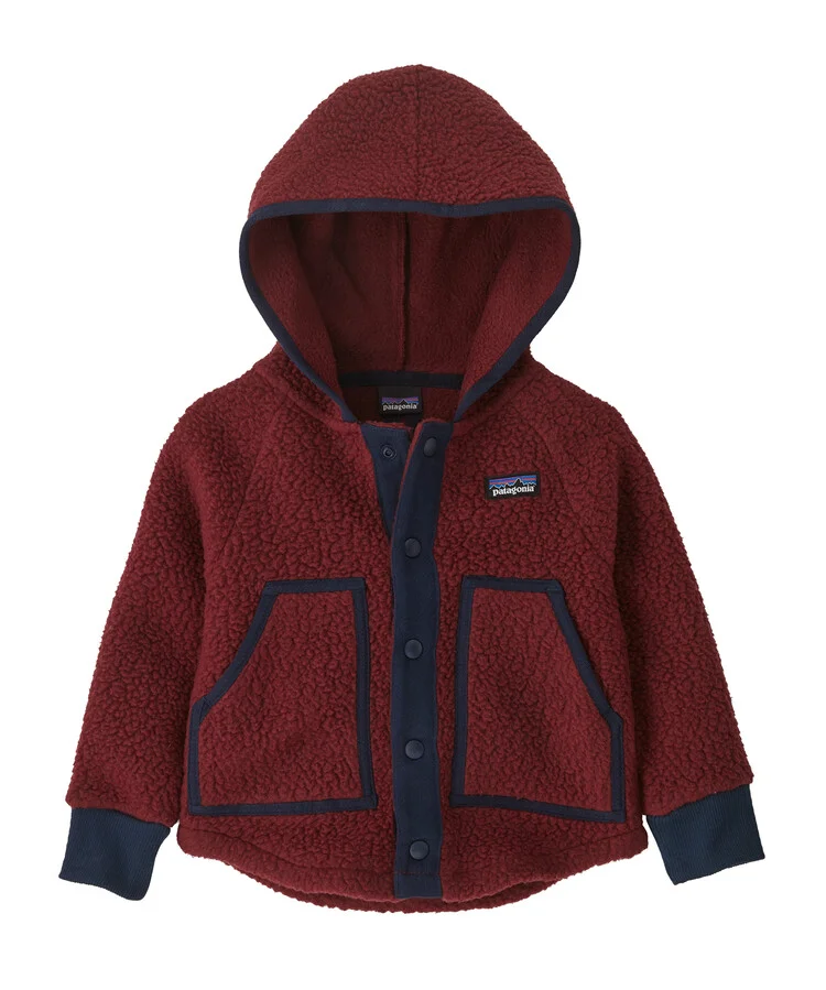 Baby Retro Pile Fleece Jacket in red.