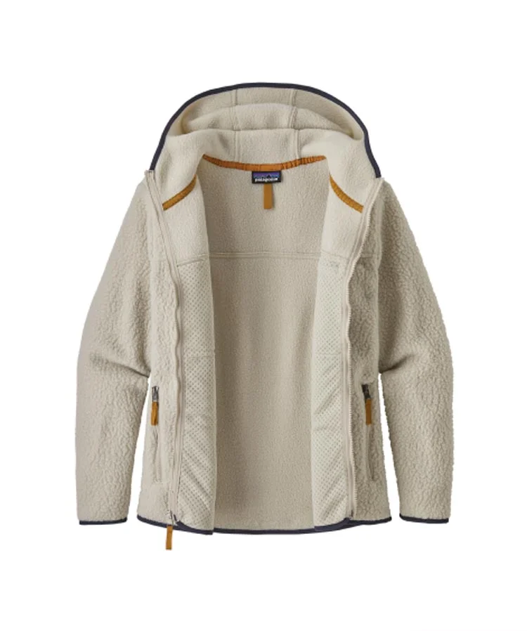 Women's Retro Pile Fleece Hoody in white.
