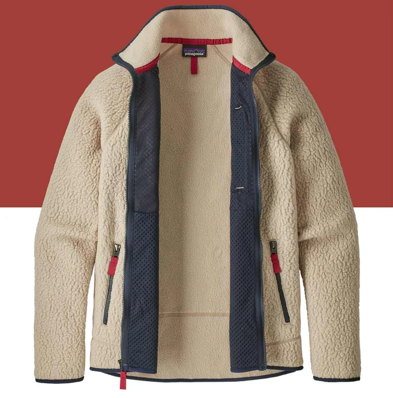 Men's Retro Pile Fleece Jacket in white.