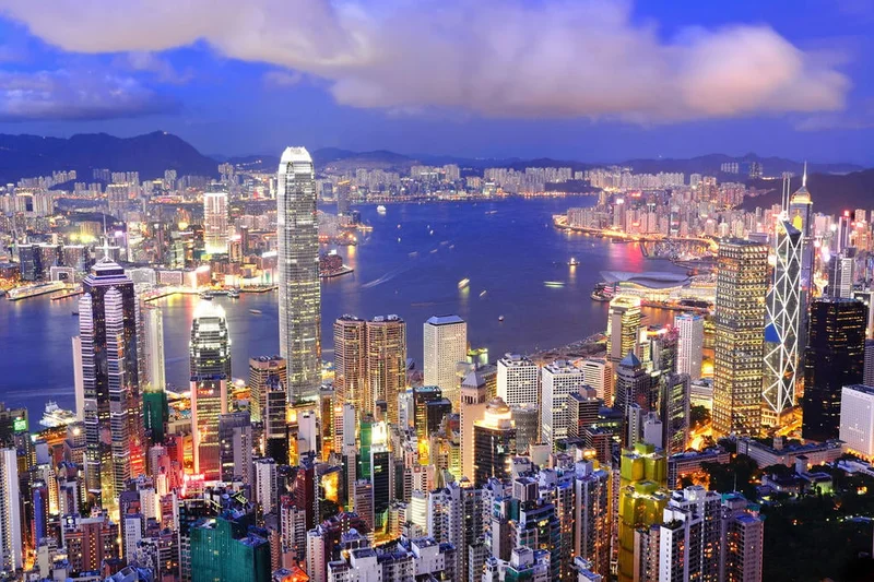 Hong Kong skyline.