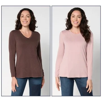 LOGO Principles by Lori Goldstein Set of 2 Knit Tops