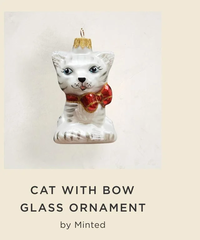Cat With Bow Glass Ornament