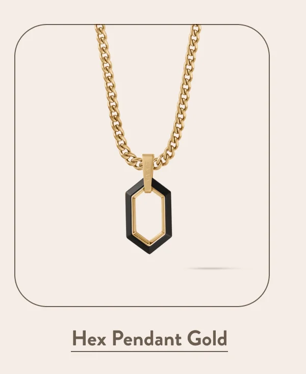 Hex Pendant Curb Chain Necklace