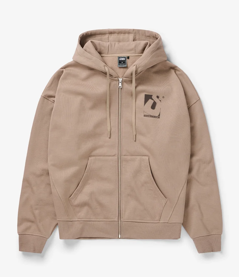 Product image of the Initial Box Zip Hoodie in Fossil