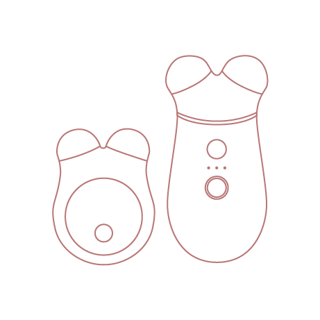 Rose-colored outline of NuFACE TRINITY+ and NuFACE MINI+