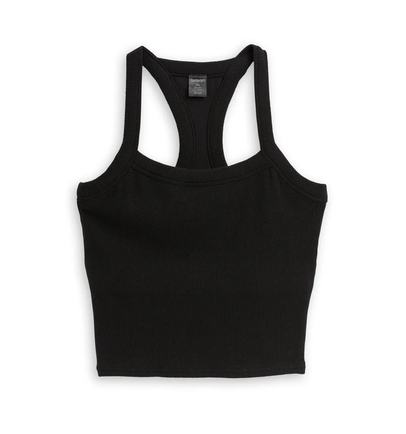 Image of Organic Cotton Waffle Bra Top - Black