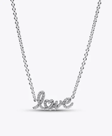 Sparkling Handwritten Love Collier Necklace