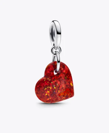 Opalescent Red Heart Dangle Charm