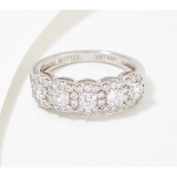 Diamonique Choice of Cut Halo Band Ring, Platinum-Clad