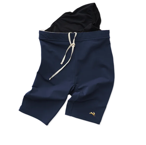Navy Turnover Half Tights