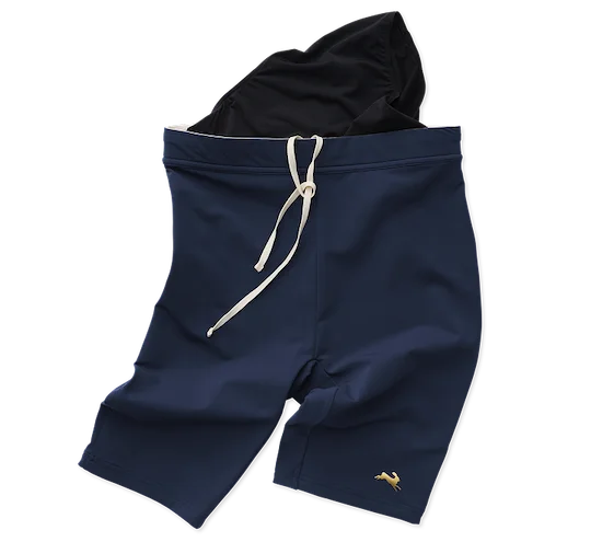 Navy Turnover Half Tights