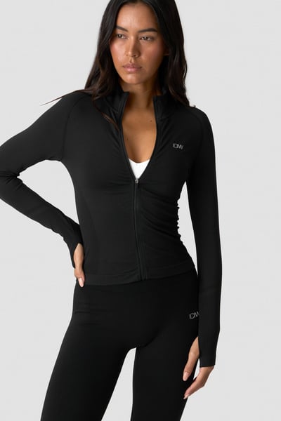 Image of Define Seamless Zip Long sleeve Black