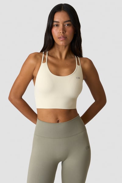 Image of Ribbed Define Seamless Sports Bra Cream
