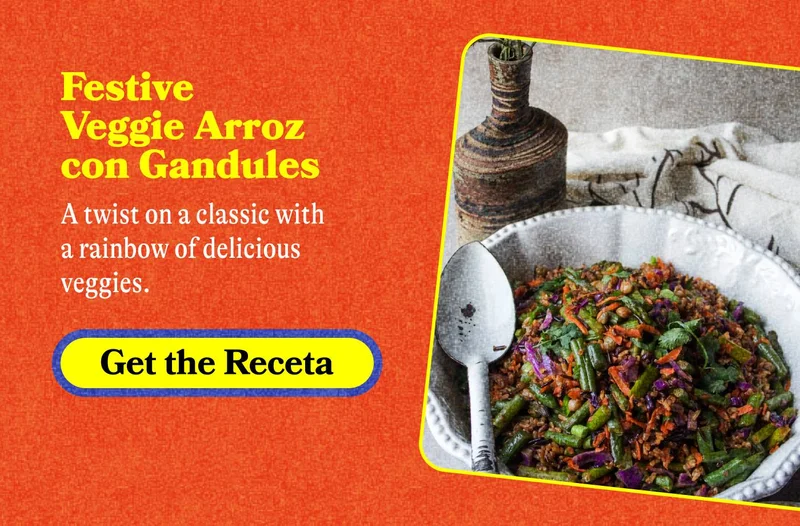 Festive Veggie Arroz con Gandules  A twist on a classic with a rainbow of delicious veggies. GET THE RECETA