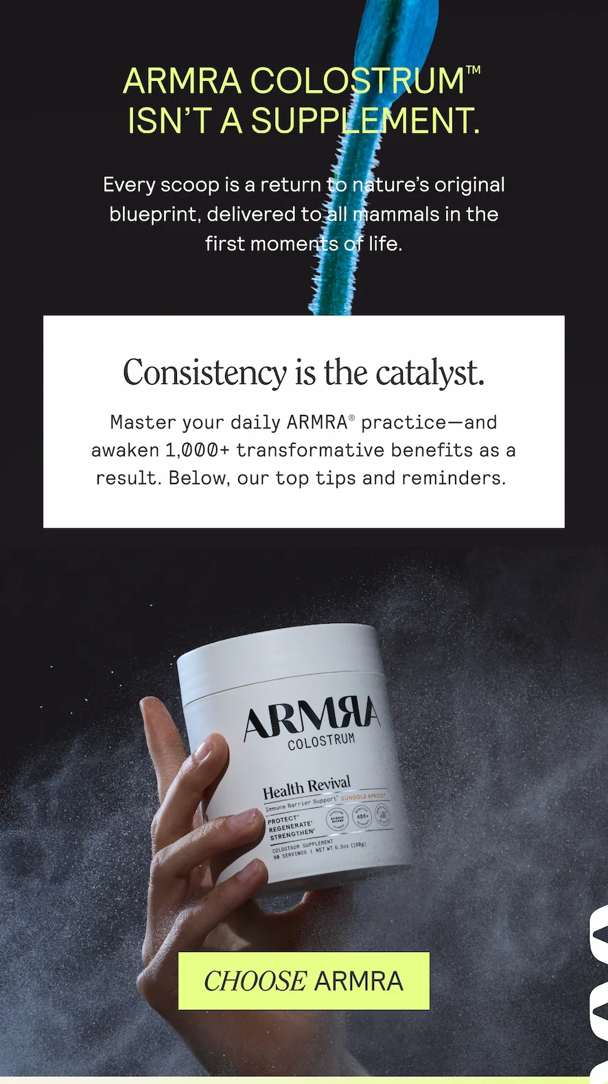 Consistency is the catalyst. Master your daily ARMRA® practice—and awaken 1,000+ transformative benefits as a result. Below, our top tips and reminders.