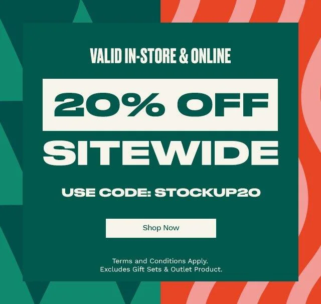 FLASH SALE ENDS TOMORROW
20% OFF SITEWIDE
USE CODE: discount code
