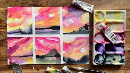 Simple Watercolour Sunsets: Painting Luminous Scenes with Six Strokes