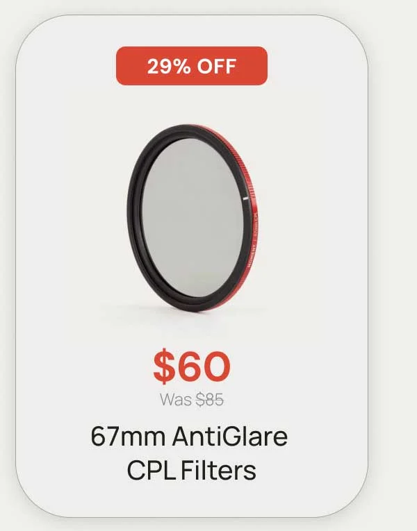 29% OFF - $60 67mm AntiGlare CPL Filters