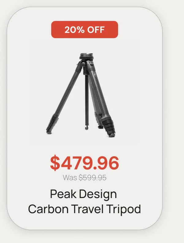20% OFF - $479.96 Peak Design Carbon Travel Tripod