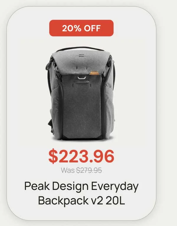 20% OFF - $223.96 Peak Design Everyday Backpack V2 20L