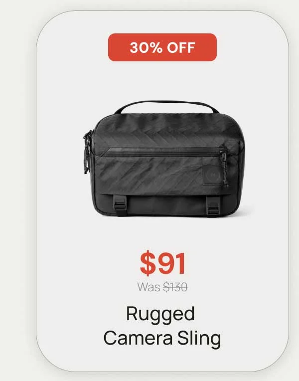 30% OFF - $91 Rugged Camera Sling