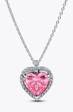 Pink Halo Heart Collier Necklace