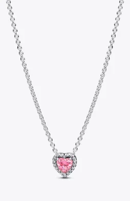 Pink Elevated Heart Necklace