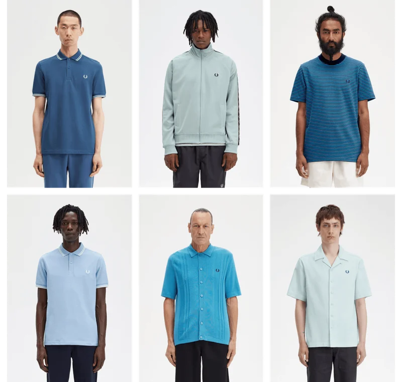 Collage of varied blue mens products