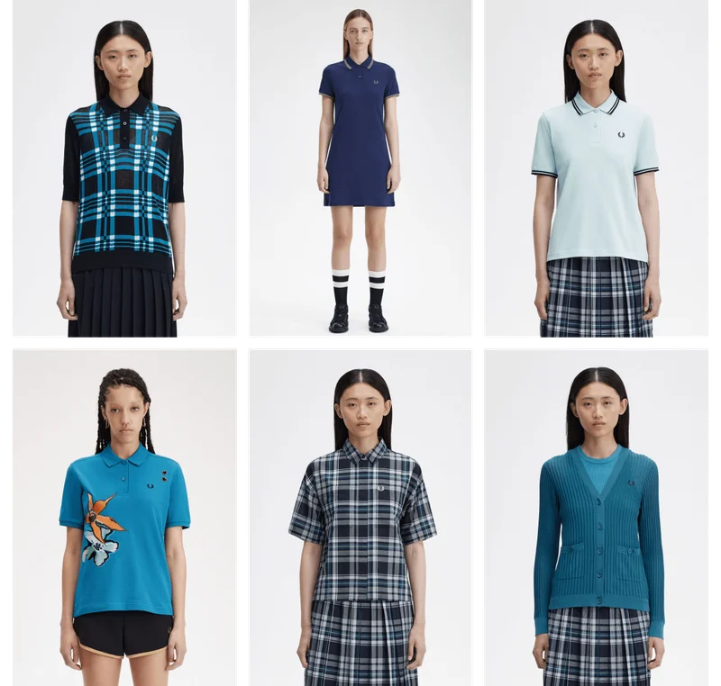 Collage of varied blue womens products