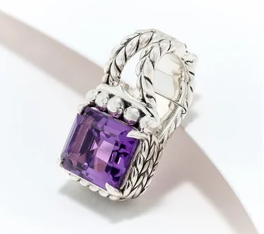 JAI Sterling Silver Emerald Cut Gemstone Enhancer