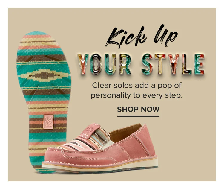 Clear soles add a pop of personality to every step.