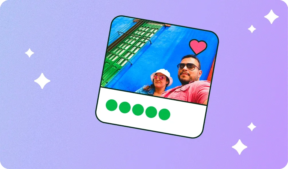 Image Description: A gif of various traveler photos including two people posing in front of a blue wall, people riding ATVs, and two people making pasta.