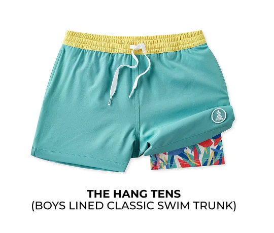 Boys Lined Classic Swim Trunk: The Hang Tens