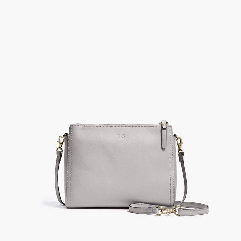 Image of Pearl - Saffiano Leather - Light Grey / Gold / Grey