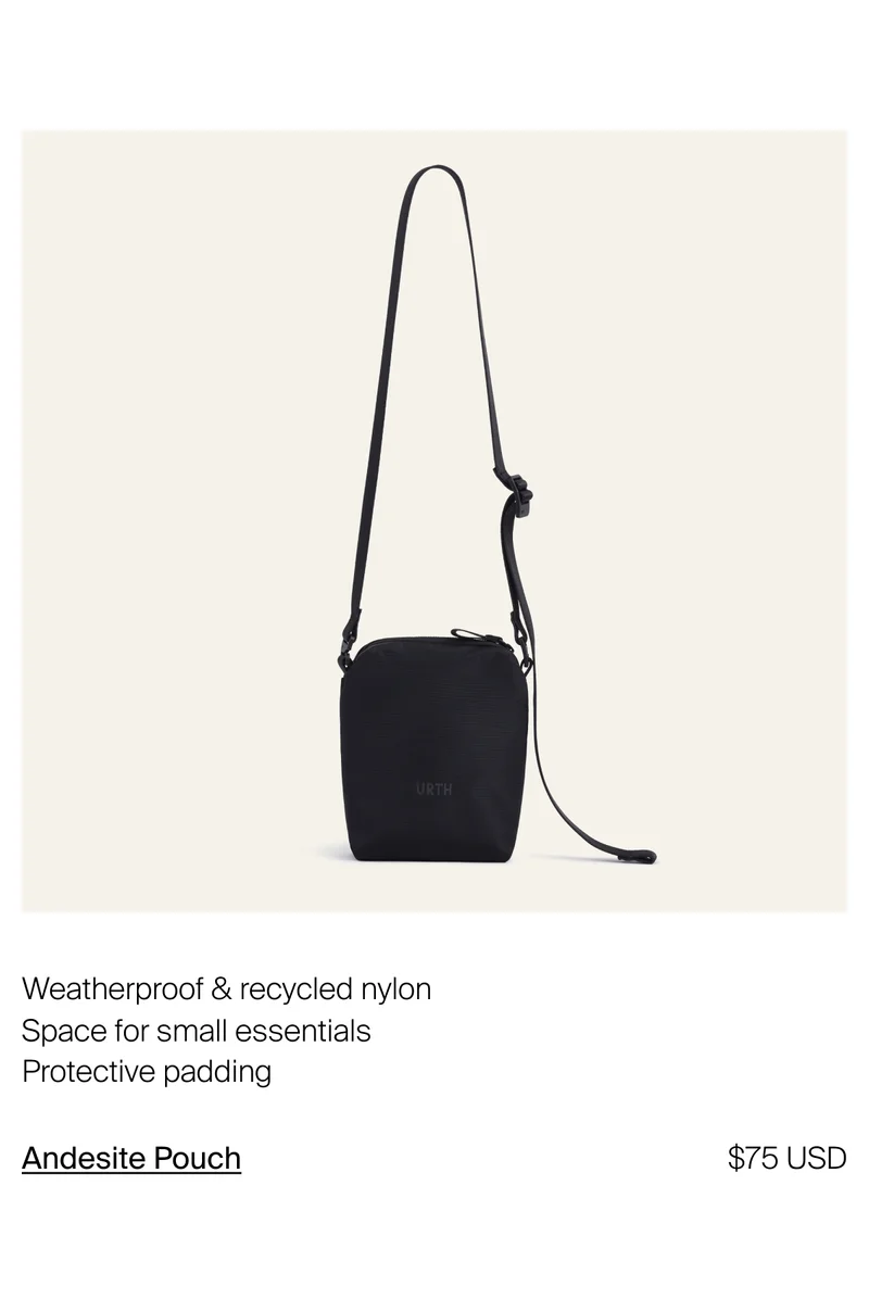 Weatherproof & recycled nylon, Space for small essentials, Protective padding