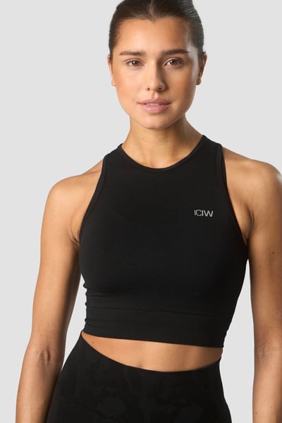 Image of Define Seamless Cropped Tank Top Black