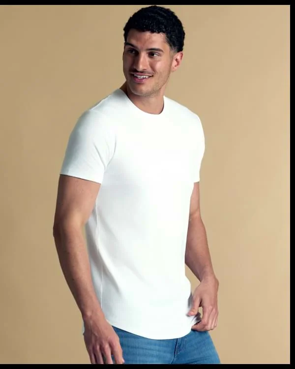 White Pima Curved Hem