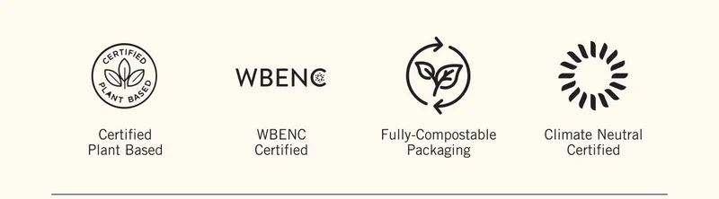 Certified Plant Based. WBE NC Certified. Fully-Compostable Packaging. Climate Neutral Certified.