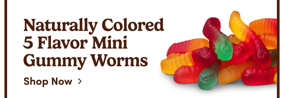 Naturally Colored 5 Flavor Mini Gummy Worms; Shop Now