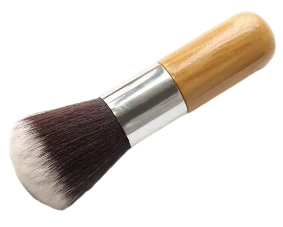 A small brush with a wood handle.