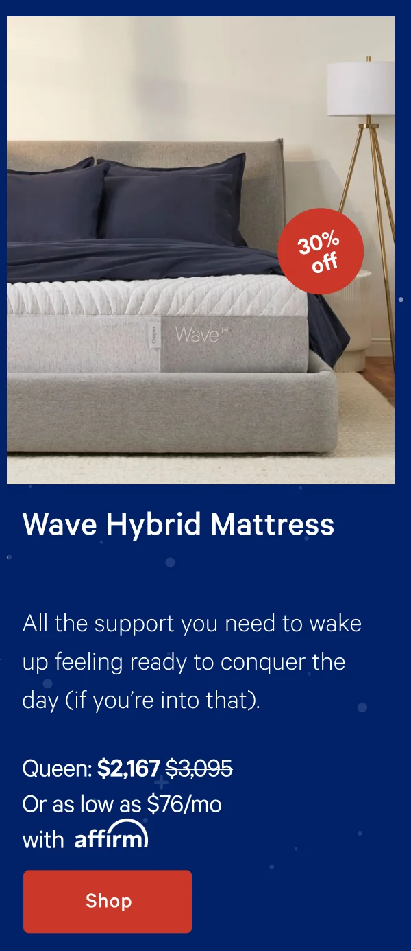Wave Hybrid Mattress >> All the support you need to wake up feeling ready to conquer the day (if you’re into that). >> Shop >>