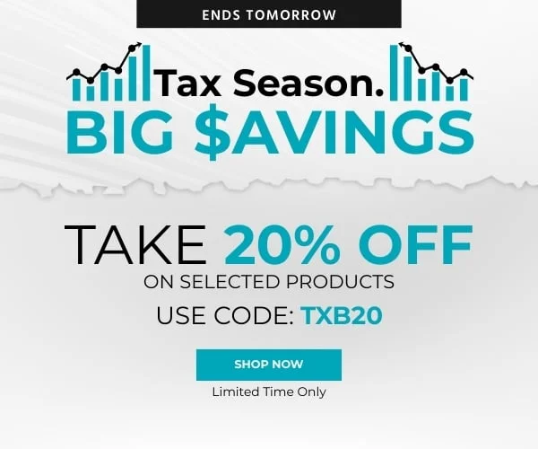 Tax Season. Big Savings. Take 20% Off on selected products Use code: discount code Limited Time Only Shop Now