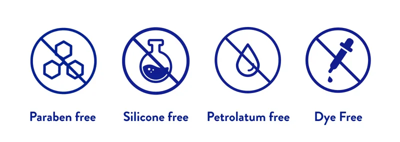 Paraben free | Silicone free | Petrolatum free | Dye Free