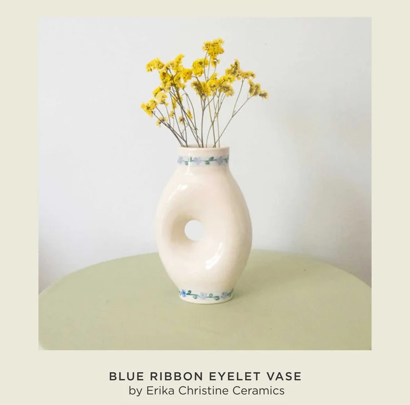 Blue Ribbon Eyelet Vase