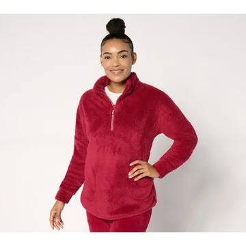 Quacker Factory Cozy Season Sherpa Fleece Half-Zip Top