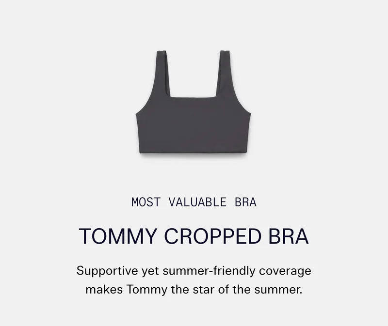 Most Valuable Bra Tommy Cropped Bra Supportive yet summer-friendly coverage makes Tommy the star of the summer.