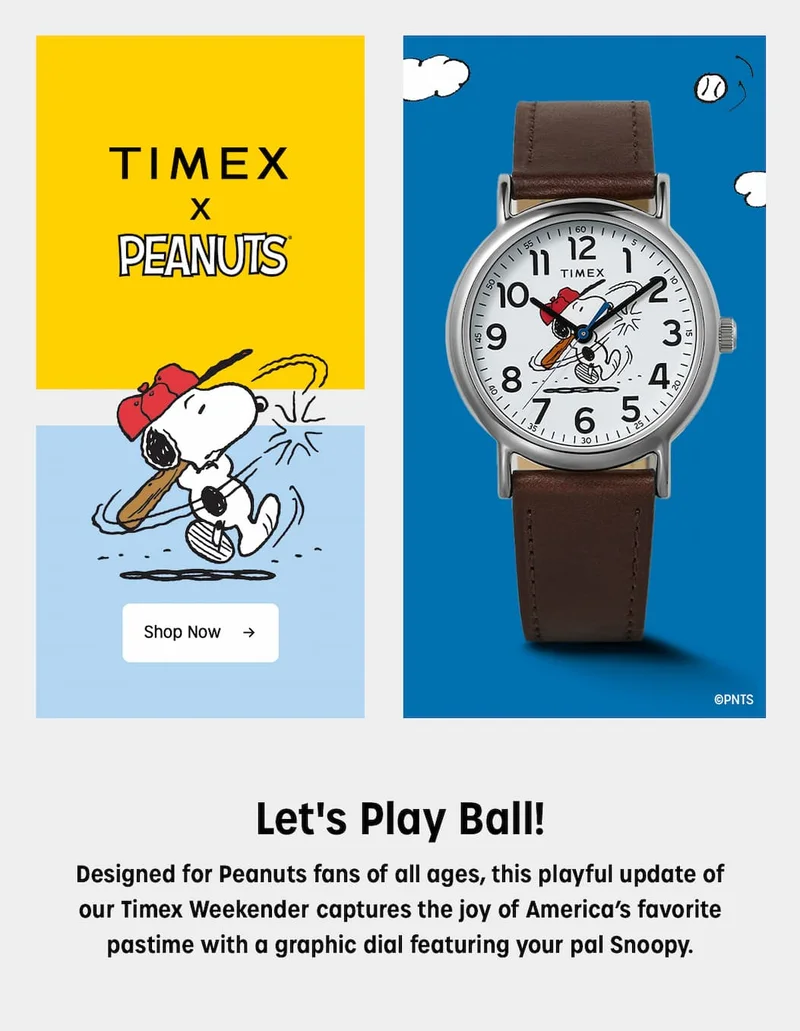 Shop Now (Peanuts Baseball) - Timex