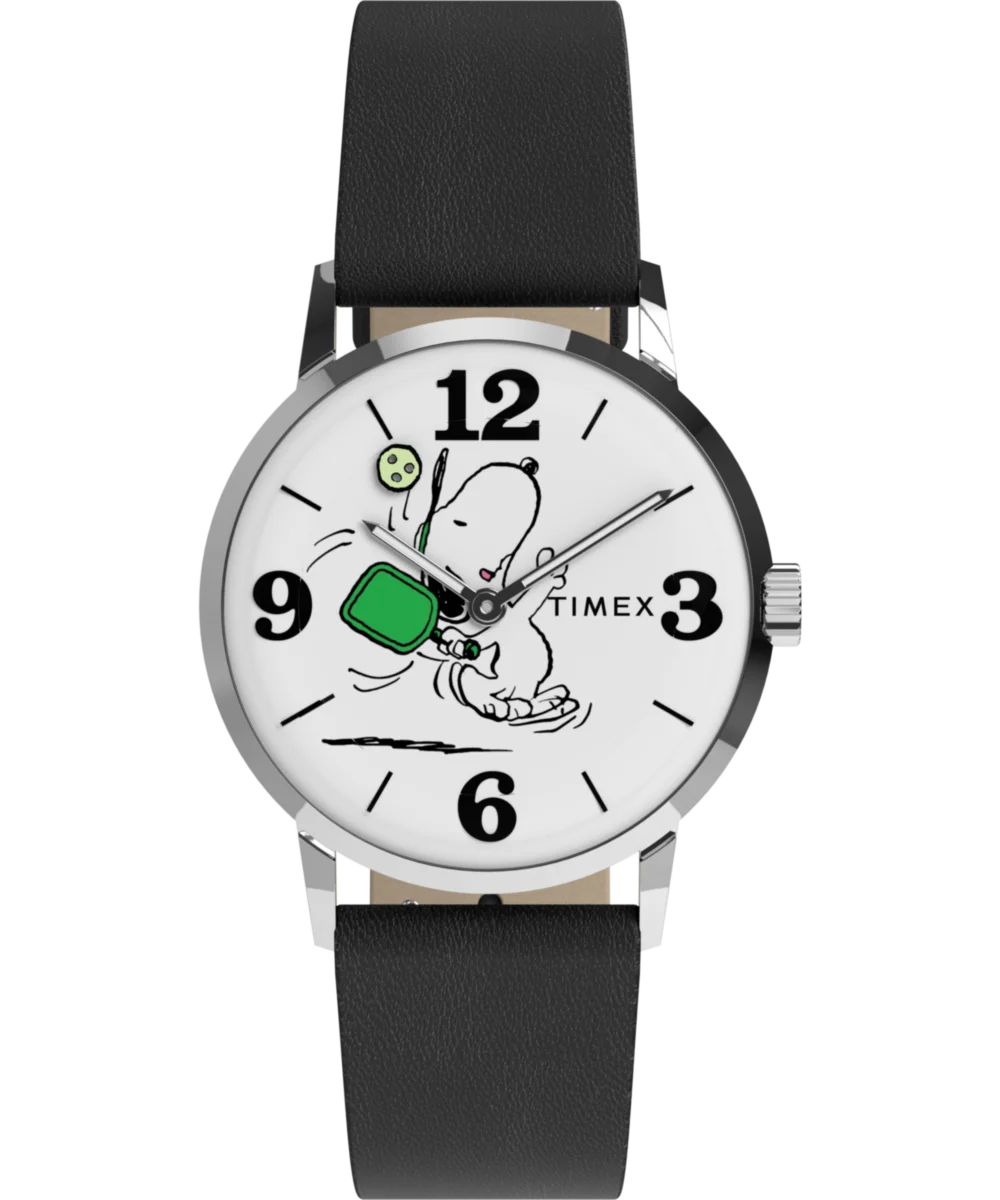 Image of Peanuts® x Timex Marlin® Pickleball 38mm Leather Strap Watch