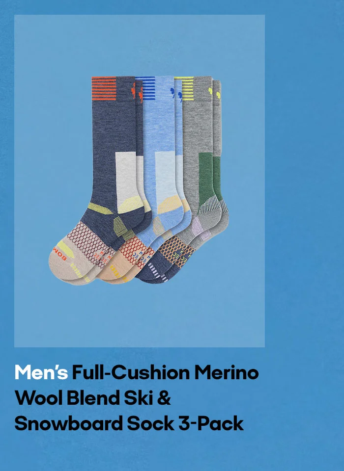 Men's Full-Cushion Merino Wool Blend Ski & Snowboard Sock 3-Pack